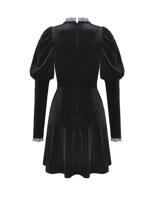 Doll Black Sweet Punk Daily Long Sleeve Dress