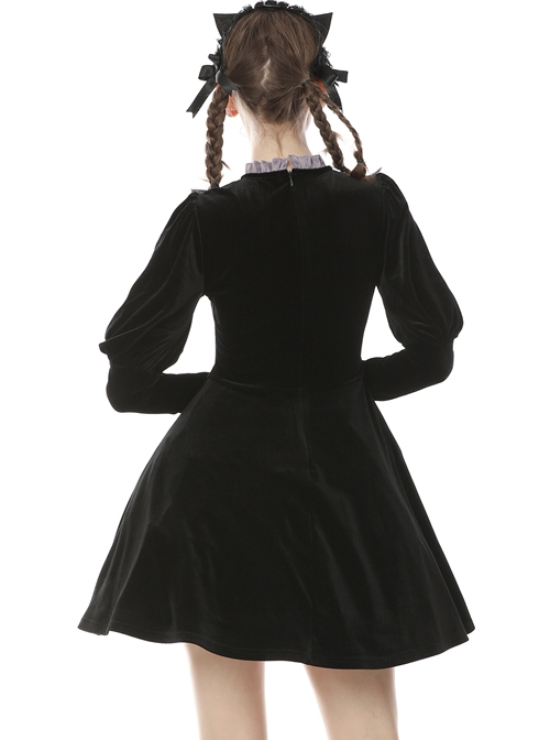 Doll Black Sweet Punk Daily Long Sleeve Dress