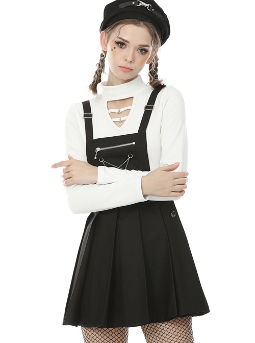Punk Locomotive Star Shaped Chain Rebel Black Suspender Skirt