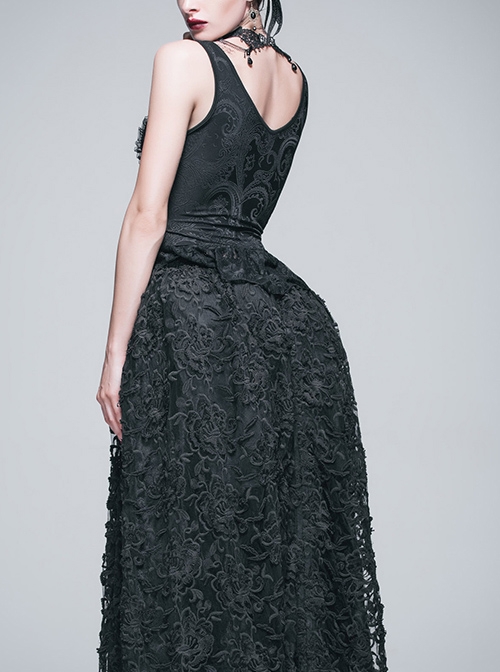 Steampunk Retro Gothic Jacquard Embroidery Lace Edge V-collar Vest