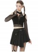 Street Punk Off Shoulder Mesh Splicing Long Sleeve T-shirt