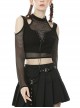 Street Punk Off Shoulder Mesh Splicing Long Sleeve T-shirt