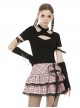 Punk Street Sexy Hollow Out Fashion Black Slim Short Sleeve T-shirt