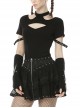 Punk Street Sexy Hollow Out Fashion Black Slim Short Sleeve T-shirt