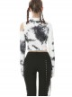 Punk White T-shirt Irregular Tie-dye Long Sleeve Crop-top