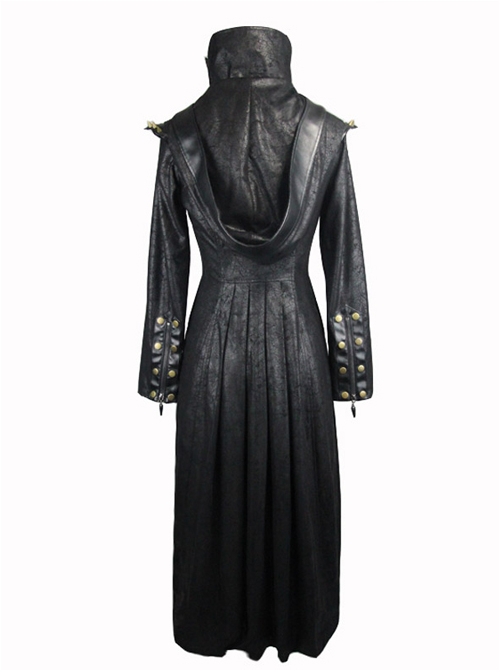 Steampunk Dark Detachable Hat Hooded Women's Medium Length Windbreaker