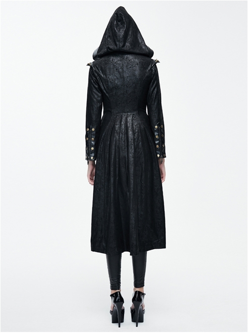 Steampunk Dark Detachable Hat Hooded Women's Medium Length Windbreaker