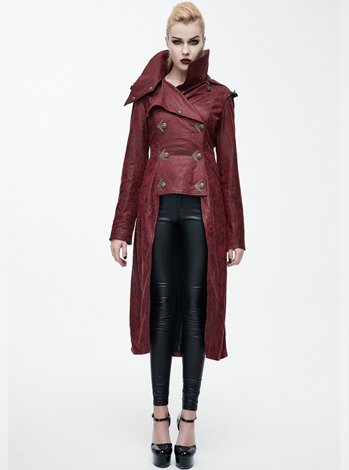 Steampunk Dark Detachable Hat Hooded Women's Medium Length Windbreaker