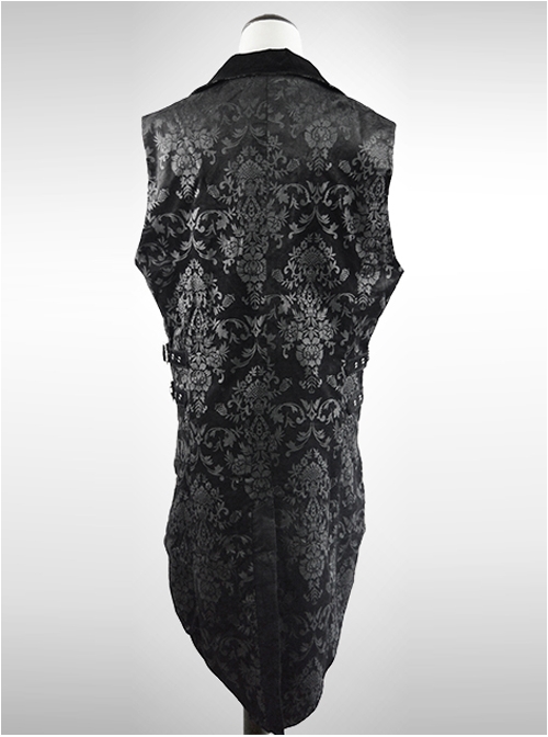 Gothic Retro Printing Embroidery Suit Collar Double-breasted Slim Fit Women's Vest