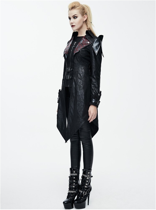 Steampunk Gothic Vampire Priest Stand Collar Women's Long Windbreaker