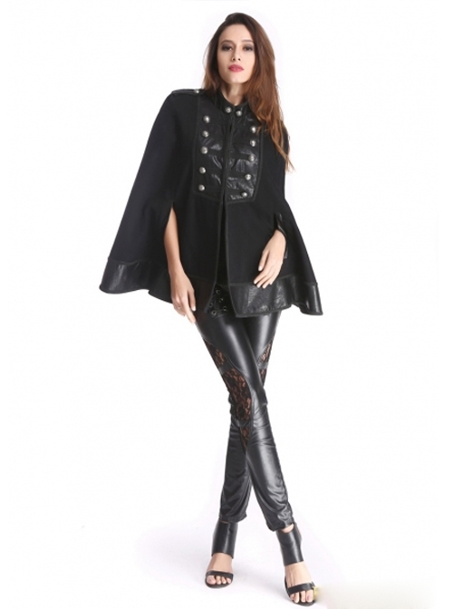 Black Retro Palace Style Gothic Double-Breasted Womens Cloak