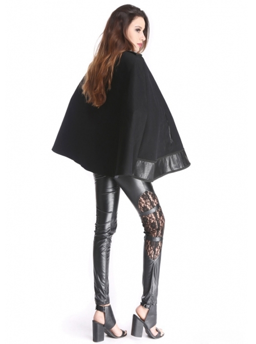 Black Retro Palace Style Gothic Double-Breasted Womens Cloak