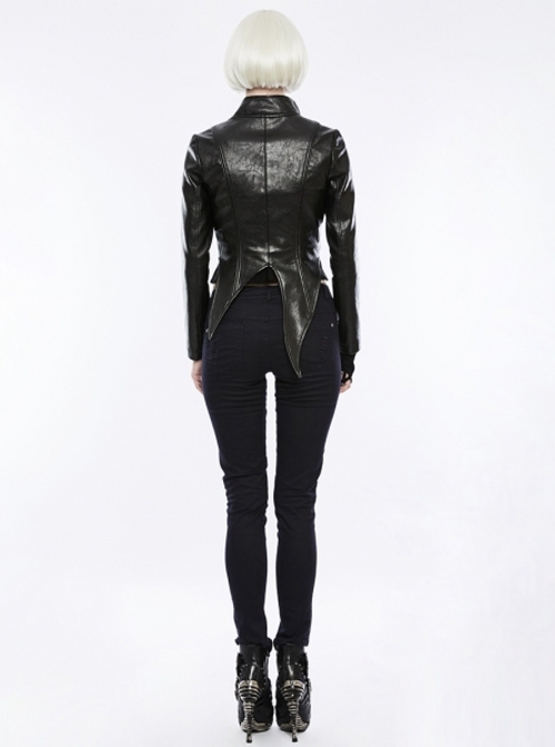 Gothic Black Punk Women's Irregular Shaped PU Leather Jacket