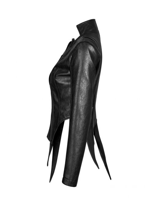 Gothic Black Punk Women's Irregular Shaped PU Leather Jacket