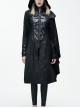 Palace Style Steam Punk Black Hooded Standing Collar Women's Medium Length Coat