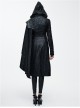 Palace Style Steam Punk Black Hooded Standing Collar Women's Medium Length Coat