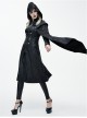 Palace Style Steam Punk Black Hooded Standing Collar Women's Medium Length Coat