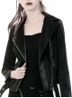 Punk Black Fur Collar Black PU Leather Slim Short Jacket