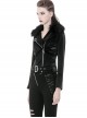 Punk Black Fur Collar Black PU Leather Slim Short Jacket