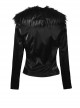 Punk Black Fur Collar Black PU Leather Slim Short Jacket