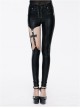 Steampunk Style Black Cross Rivet High Waist Women's Leather Trousers