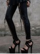 Steampunk Black Lace Lace-up Slim Trousers