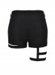 Punk Asymmetric Thigh Strap Black Slim Shorts