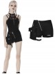 Punk Black Oblique Zipper Irregular Shorts With Side Bag