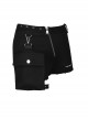 Punk Black Oblique Zipper Irregular Shorts With Side Bag