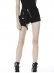 Punk Black Oblique Zipper Irregular Shorts With Side Bag
