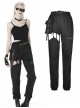 Punk Irregular Hollow Out Thigh Black Casual Trousers