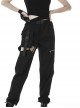 Punk Irregular Hollow Out Thigh Black Casual Trousers
