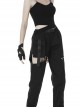 Punk Irregular Hollow Out Thigh Black Casual Trousers