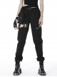 Punk Irregular Hollow Out Thigh Black Casual Trousers