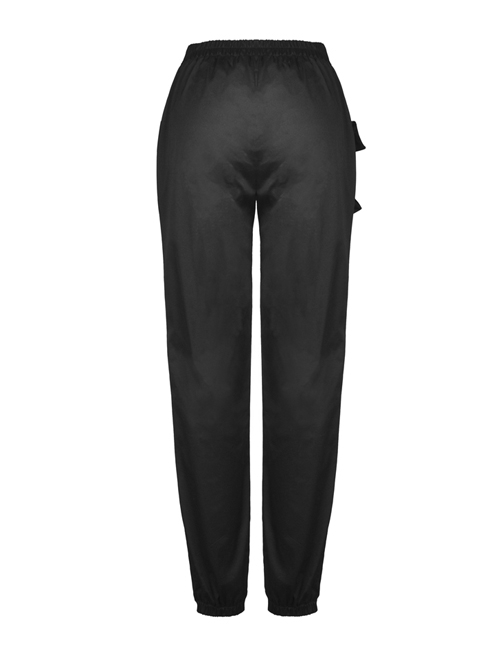 Punk Irregular Hollow Out Thigh Black Casual Trousers