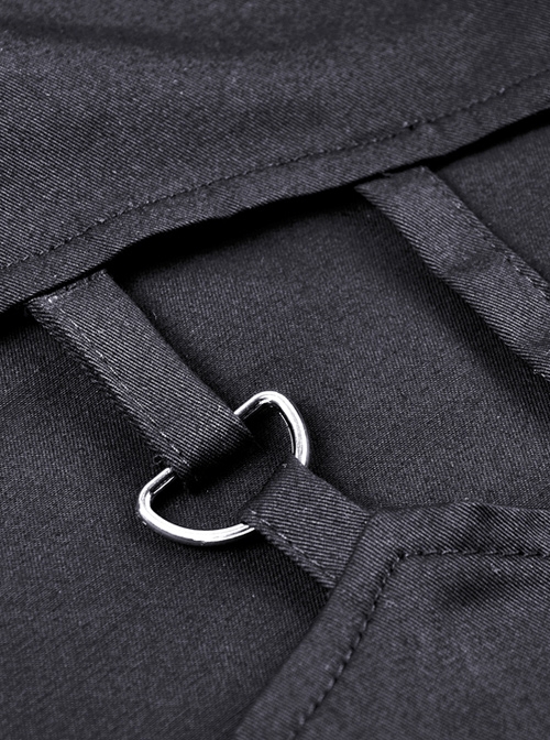 Punk Irregular Hollow Out Thigh Black Casual Trousers