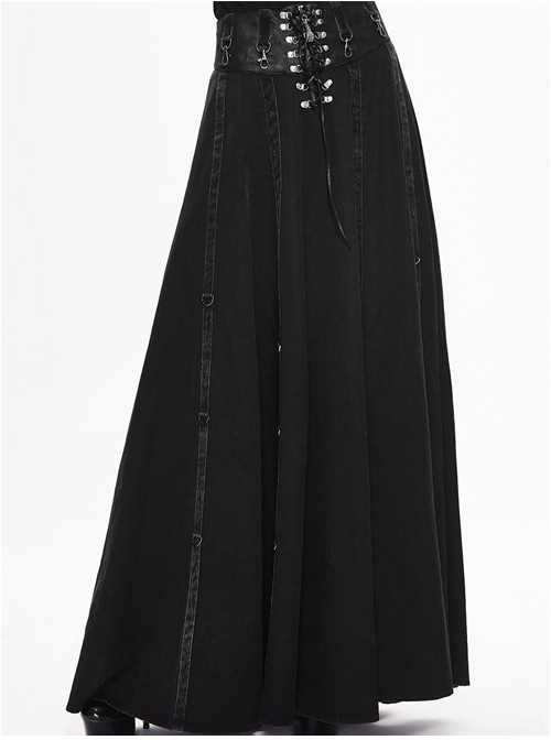 Steampunk Black High Waist Gothic Skirt Two Ways Wear