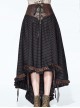 Steampunk Brown Vintage Lace-up Waistband High Waist A-line Big Hem Long Skirt