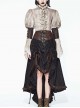 Steampunk Brown Vintage Lace-up Waistband High Waist A-line Big Hem Long Skirt