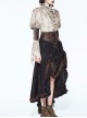 Steampunk Brown Vintage Lace-up Waistband High Waist A-line Big Hem Long Skirt