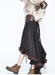 Steampunk Brown Vintage Lace-up Waistband High Waist A-line Big Hem Long Skirt