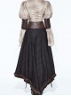 Steampunk Brown Vintage Lace-up Waistband High Waist A-line Big Hem Long Skirt