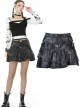 Punk Pins Chain Tie-dye Black Short Skirt