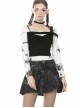 Punk Pins Chain Tie-dye Black Short Skirt