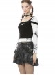 Punk Pins Chain Tie-dye Black Short Skirt