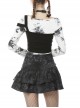 Punk Pins Chain Tie-dye Black Short Skirt