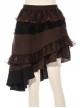 Steampunk Medieval High Waist Lace Ruffle Stitching Irregular Hem Short Skirt