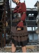 Steampunk Medieval High Waist Lace Ruffle Stitching Irregular Hem Short Skirt
