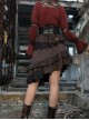 Steampunk Medieval High Waist Lace Ruffle Stitching Irregular Hem Short Skirt