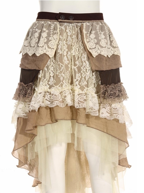 Steampunk Retro Cake Skirt Lace Irregular Hem Long Skirt